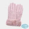 Fashnzfab Fuzzy Fux Fur Collar Smart Touch Gloves In Pink