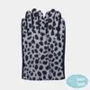 Fashnzfab Fuzzy Fux Fur Leopard Print Smart Touch Gloves In Black