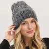 Fashnzfab Fuzzy Lurex Metallic Knit Winter Beanie Hat In Black