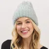 Fashnzfab Fuzzy Lurex Metallic Knit Winter Beanie Hat In Green