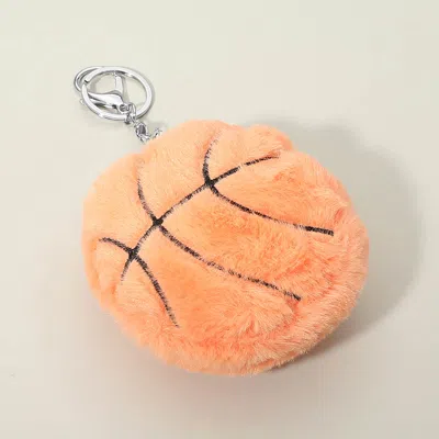 Fashnzfab Fuzzy Plush Basketball Keychain Bag Charm In Orange