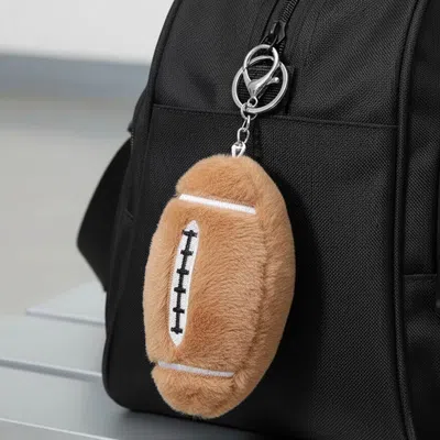 Fashnzfab Fuzzy Plush Football Keychain Bag Charm In Purple