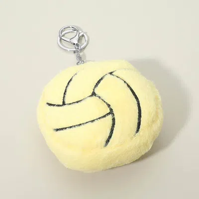Fashnzfab Fuzzy Plush Volleyball Keychain Bag Charm In Yellow