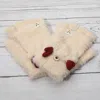Fashnzfab Fuzzy Reindeer Ear Fingerless Flap Winter Gloves In Multi
