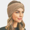 Fashnzfab Fuzzy Twisted Headband In Sand