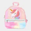 Fashnzfab Fuzzy Unicorn Metallic Backpack Bag In Pink