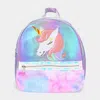 Fashnzfab Fuzzy Unicorn Metallic Backpack Bag In Purple