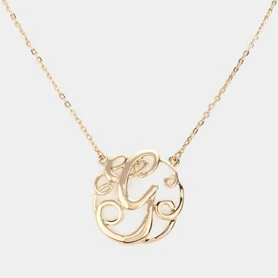 Fashnzfab G - Circle Script Initial Monogram Pendant Necklace In Gold