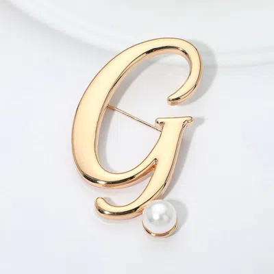 Fashnzfab -g- Pearl Accent Initial Letter Pin Brooch In Purple