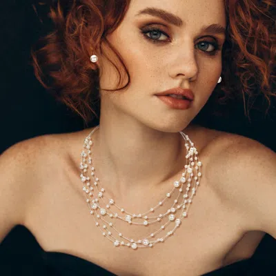 Fashnzfab Galactic Pearl Collar Necklace In Gold