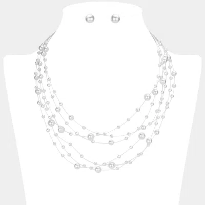 Fashnzfab Galactic Pearl Collar Necklace In White