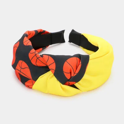 Fashnzfab Game Day Basketball Patterned Knot Burnout Headband In Black