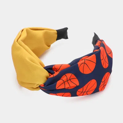 Fashnzfab Game Day Basketball Patterned Twisted Headband In Blue