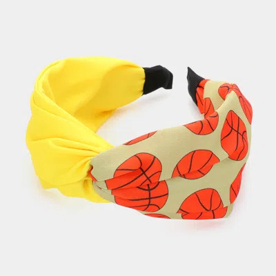 Fashnzfab Game Day Basketball Patterned Twisted Headband In Yellow