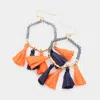 Fashnzfab Game Day Beaded Open Hexagon Raffia Tassel Link Dangle Earrings In Multi