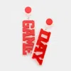 Fashnzfab Game Day College School Color Resin Message Dangle Earrings - Red, White In Multi