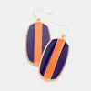 Fashnzfab Game Day Color Block Enamel Hexagon Dangle Earrings - Navy, Orange In Blue
