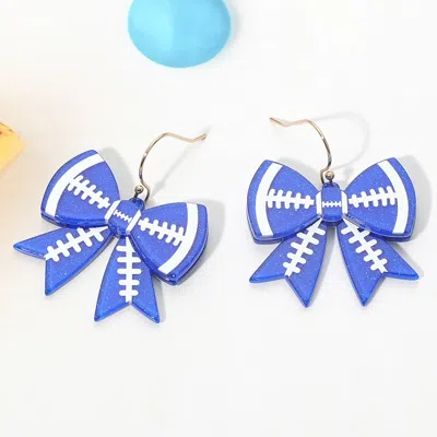 Fashnzfab Game Day Football Bow Charm Drop Dangle Earrings In Orange