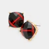 Fashnzfab Game Day Football Cushion Square Stud Earrings In Gold
