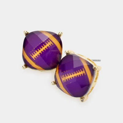 Fashnzfab Game Day Football Cushion Square Stud Earrings In Purple