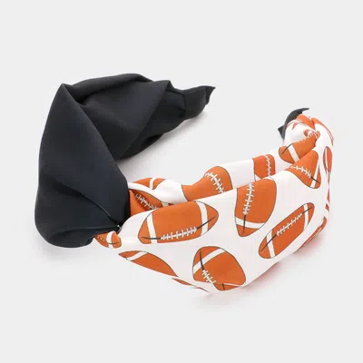 Fashnzfab Game Day Football Patterned Twisted Headband In Black