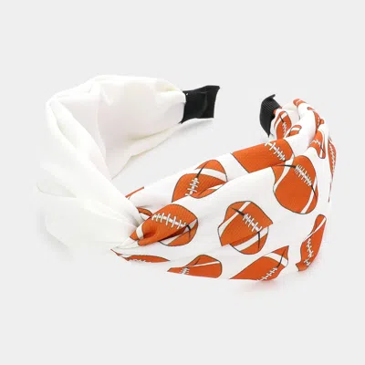 Fashnzfab Game Day Football Patterned Twisted Headband In White