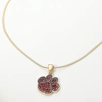 Fashnzfab Game Day Football Paw Print Pendant Necklace In Gold