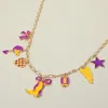 Fashnzfab Game Day Football Theme Charm Station Necklace In Multi