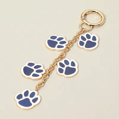 Fashnzfab Game Day Football Themed Paw Charm Dangle Keychain / Bag Charm In Blue