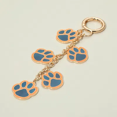 Fashnzfab Game Day Football Themed Paw Charm Dangle Keychain / Bag Charm In Gold