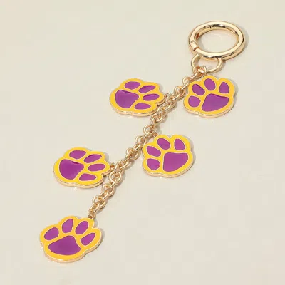 Fashnzfab Game Day Football Themed Paw Charm Dangle Keychain / Bag Charm In Multi