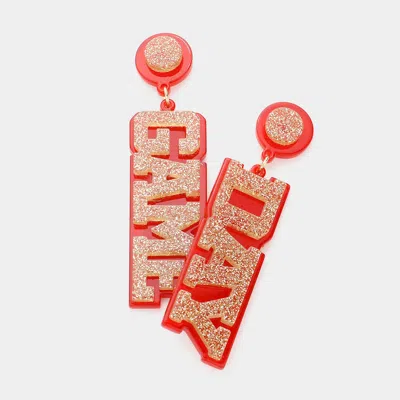 Fashnzfab Game Day Georgia College School Color Resin Message Dangle Earrings In Red