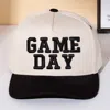 Fashnzfab Game Day Message Embroidered Five Panel Canvas Snapback Baseball Cap In White