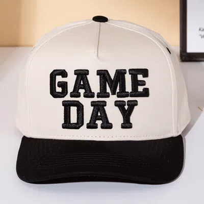 Fashnzfab Game Day Message Embroidered Five Panel Canvas Snapback Baseball Cap In White