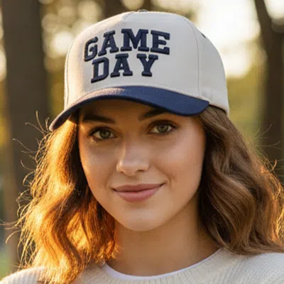 Fashnzfab Game Day Message Embroidered Five Panel Canvas Snapback Baseball Cap In White