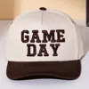 Fashnzfab Game Day Message Embroidered Five Panel Canvas Snapback Baseball Cap In Brown