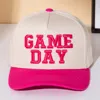 Fashnzfab Game Day Message Embroidered Five Panel Canvas Snapback Baseball Cap In Pink
