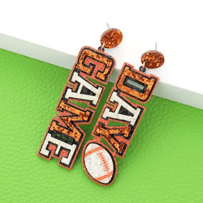 Fashnzfab Game Day Message Football Bling Dangle Earrings In Multi