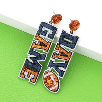 Fashnzfab Game Day Message Football Bling Dangle Earrings In Multi