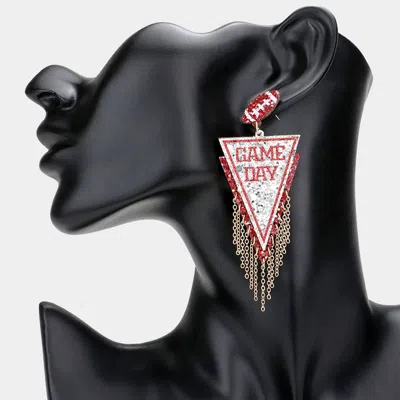 Fashnzfab Game Day Message Glittered Football Pennant Flag Chain Link Dangle Earrings In Multi