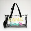 Fashnzfab Game Day Message Printed Transparent Boston Bag / Crossbody Bag In Multi