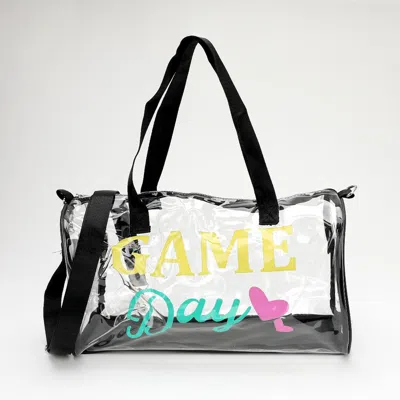 Fashnzfab Game Day Message Printed Transparent Boston Bag / Crossbody Bag In Multi