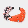 Fashnzfab Game Day Multi Stone Embellished Baseball Patterned Twisted Headband In Black
