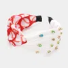 Fashnzfab Game Day Multi Stone Embellished Baseball Patterned Twisted Headband In Gold