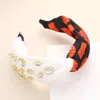Fashnzfab Game Day Multi Stone Embellished Basketball Patterned Twisted Headband In Black