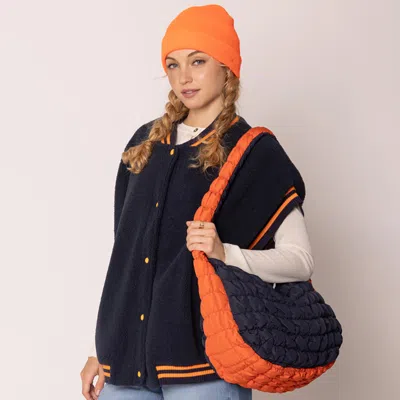 Fashnzfab Game Day Quilted Puffer Shoulder / Crossbody Bag Cloud Bag In Blue
