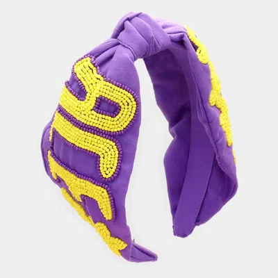 Fashnzfab Game Day Seed Beaded Ace Message Star Knot Burnout Headband In Multi