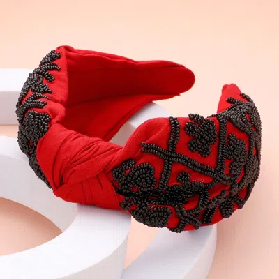 Fashnzfab Game Day Seed Beaded Paw Knot Burnout Headband In Multi