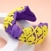 Fashnzfab Game Day Seed Beaded Paw Knot Burnout Headband In Purple
