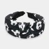 Fashnzfab Game Day Soccer Patterned Knot Burnout Headband In Black